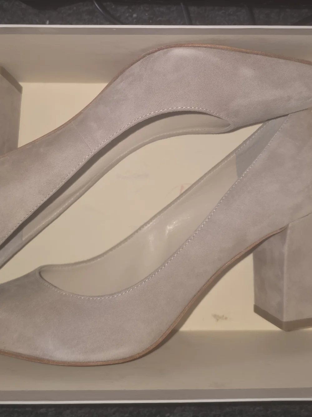 Marc Fisher Classic Taupe Suede Block Heel Pumps - Women